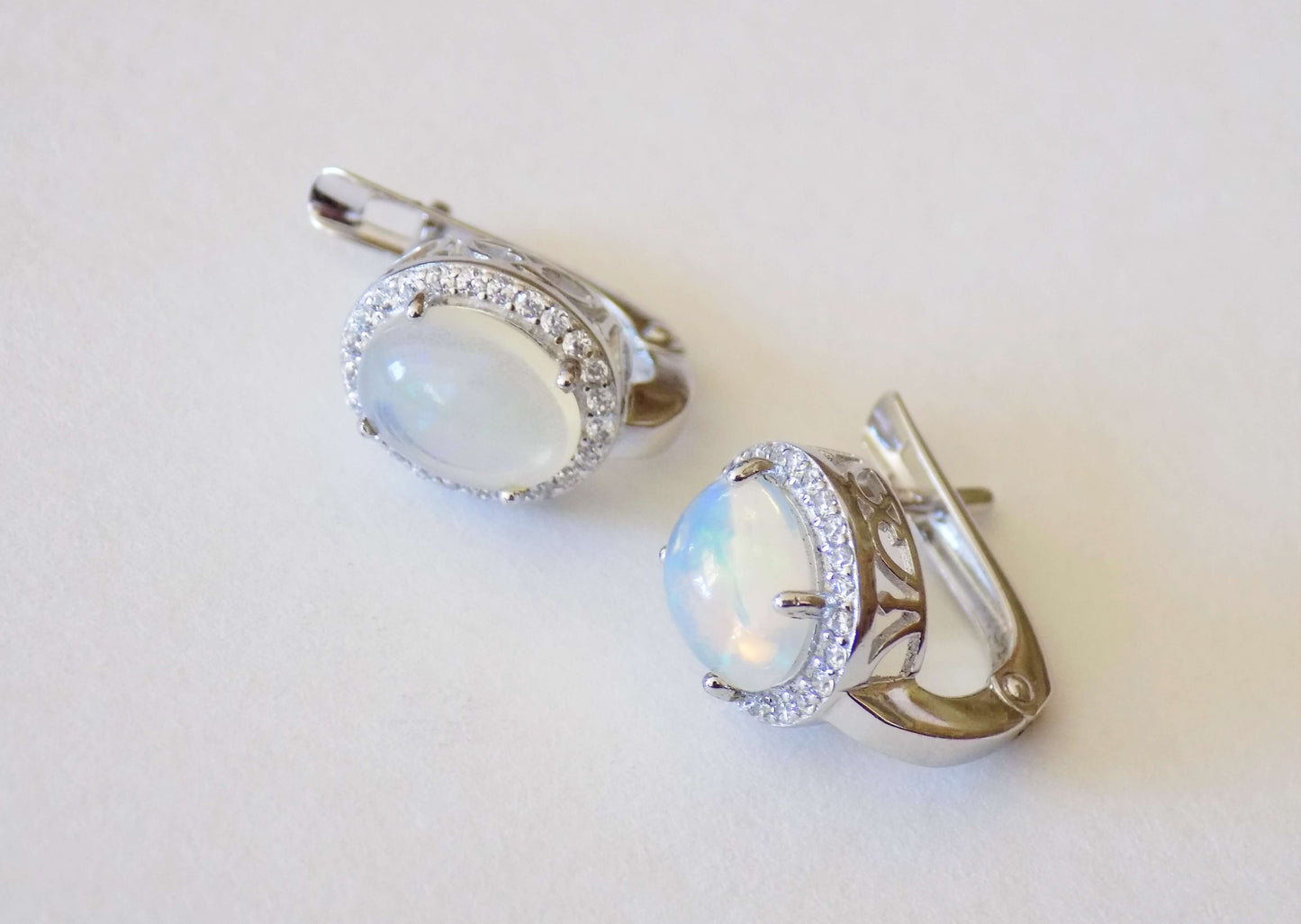 Silver Earrings with Ethiopian Opals and Zircons - AnArt