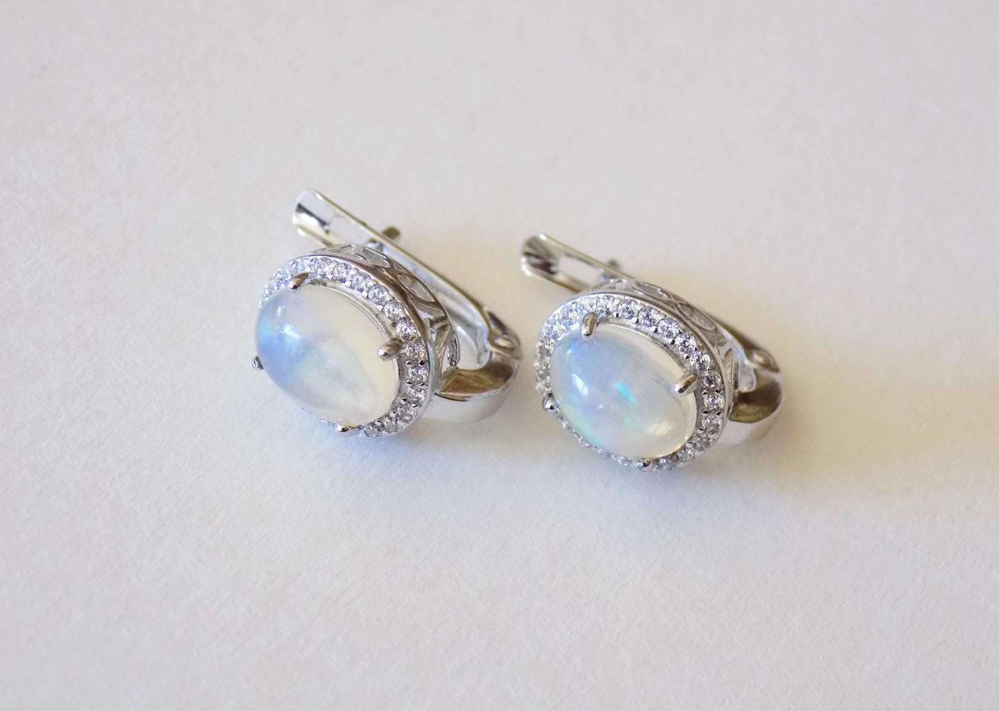 Silver Earrings with Ethiopian Opals and Zircons - AnArt