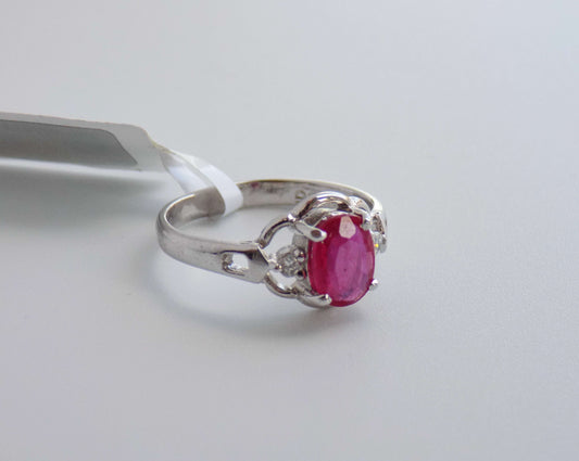 Silver Ring with Ruby and Zircons - AnArt