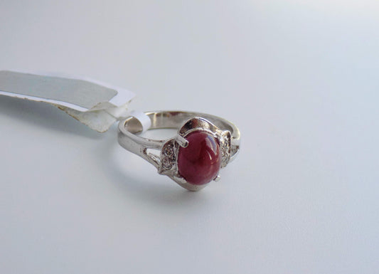 Silver Ring with Ruby and Zircons - AnArt