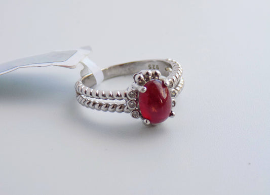 Silver Ring with Ruby and Zircons - AnArt