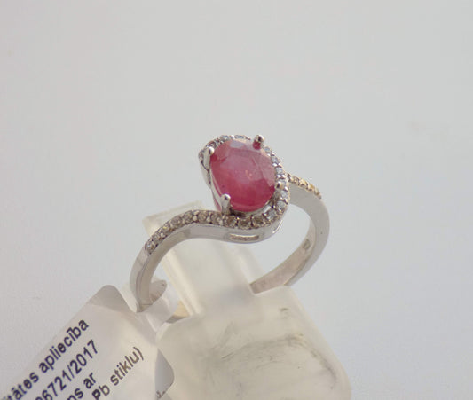 Silver Ring with Ruby and Zircons - AnArt