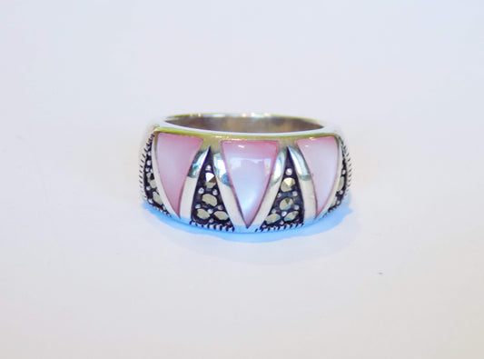 Silver Ring with Pink Nacre