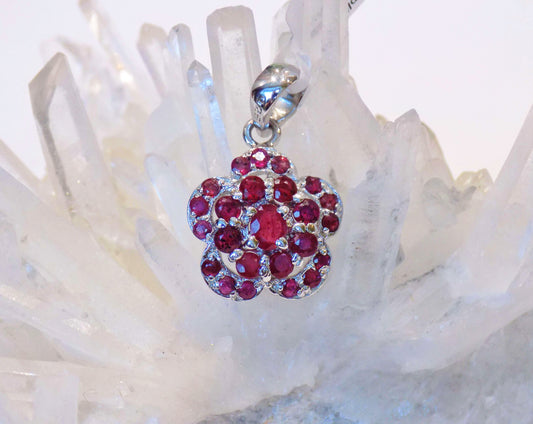 Silver Pendant with Rubies