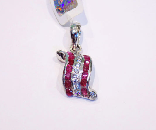 Silver Pendant with Rubies and Zircons