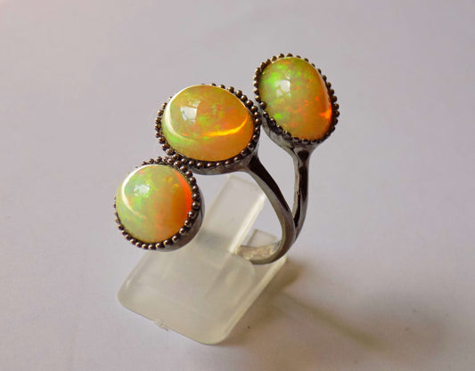 Silver Ring with Opals