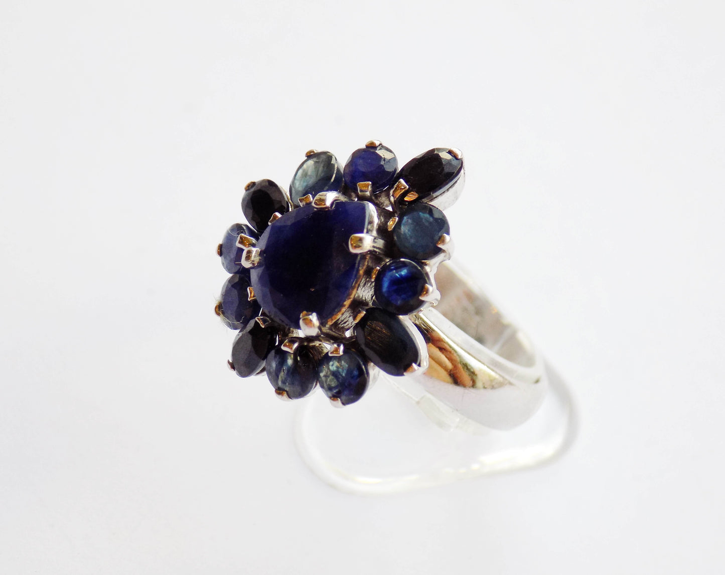 Silver Ring with Blue Sapphires