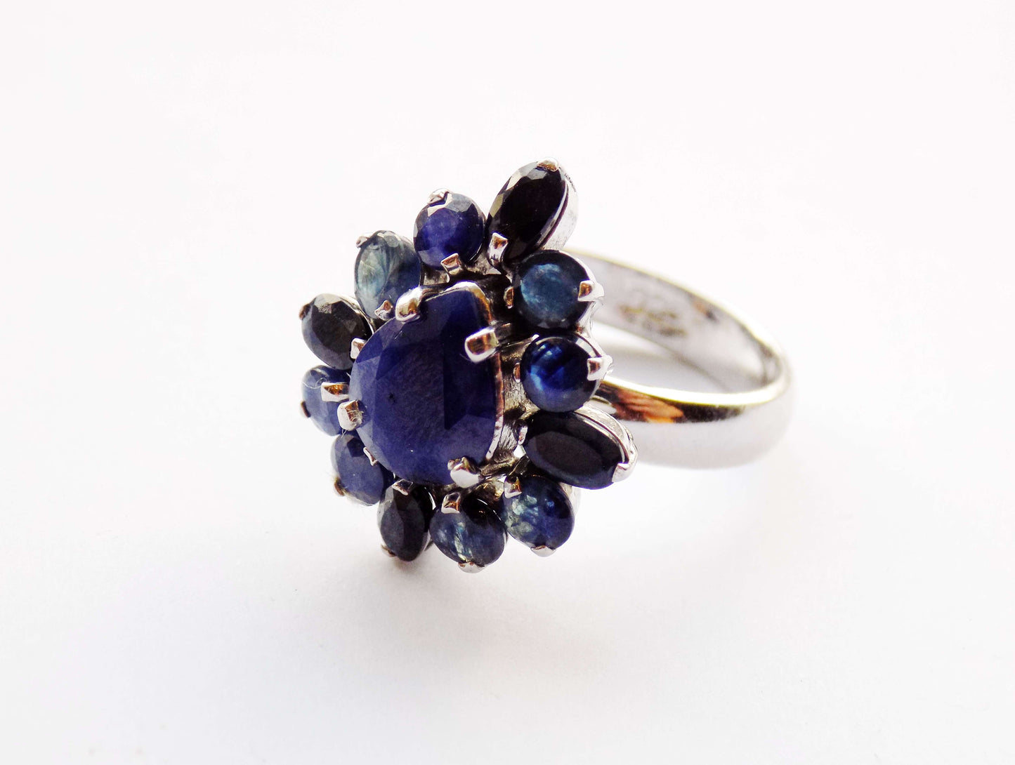 Silver Ring with Blue Sapphires