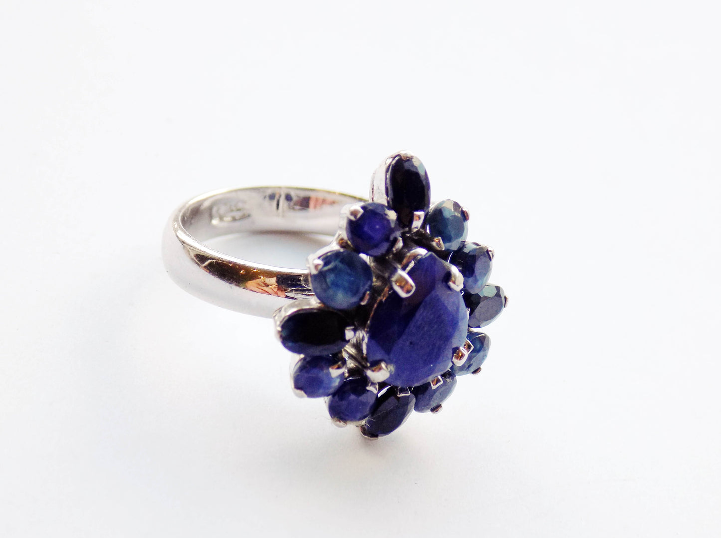 Silver Ring with Blue Sapphires