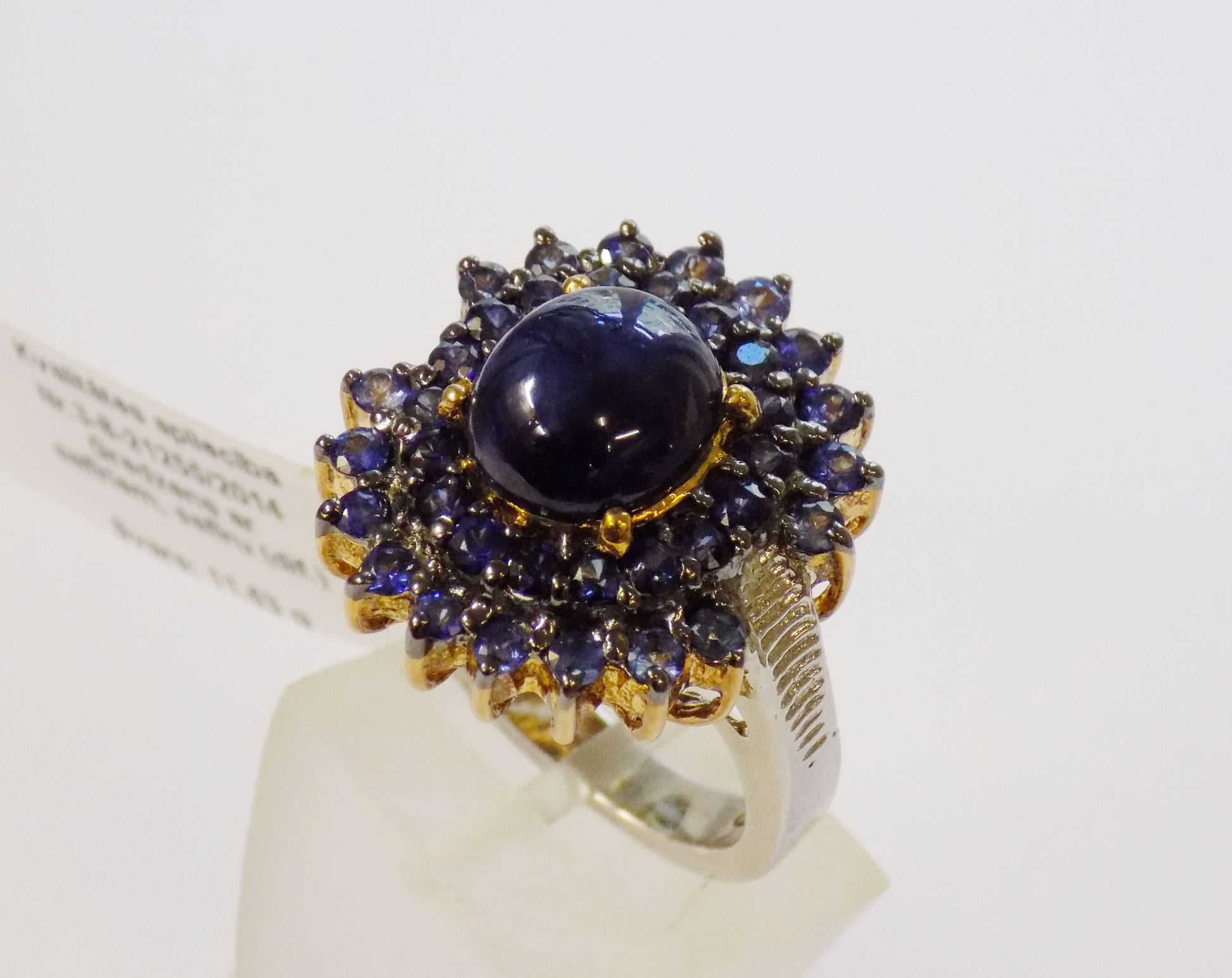 Silver Ring with Star Blue Sapphire and Blue Sapphires - AnArt