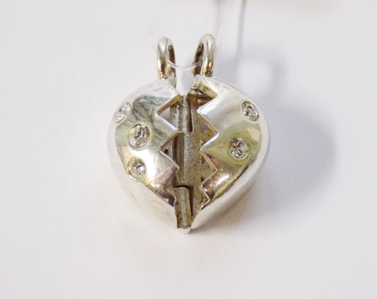 Heart Silver Pendant with Synthetic Zircon - AnArt