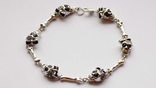 Silver Bracelet with Skulls and SWAROVSKI Crystals - AnArt