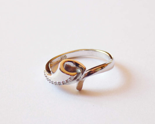 Silver Ring with Synthetic Zircons