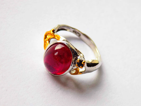 Silver Ring with Ruby and Sapphire