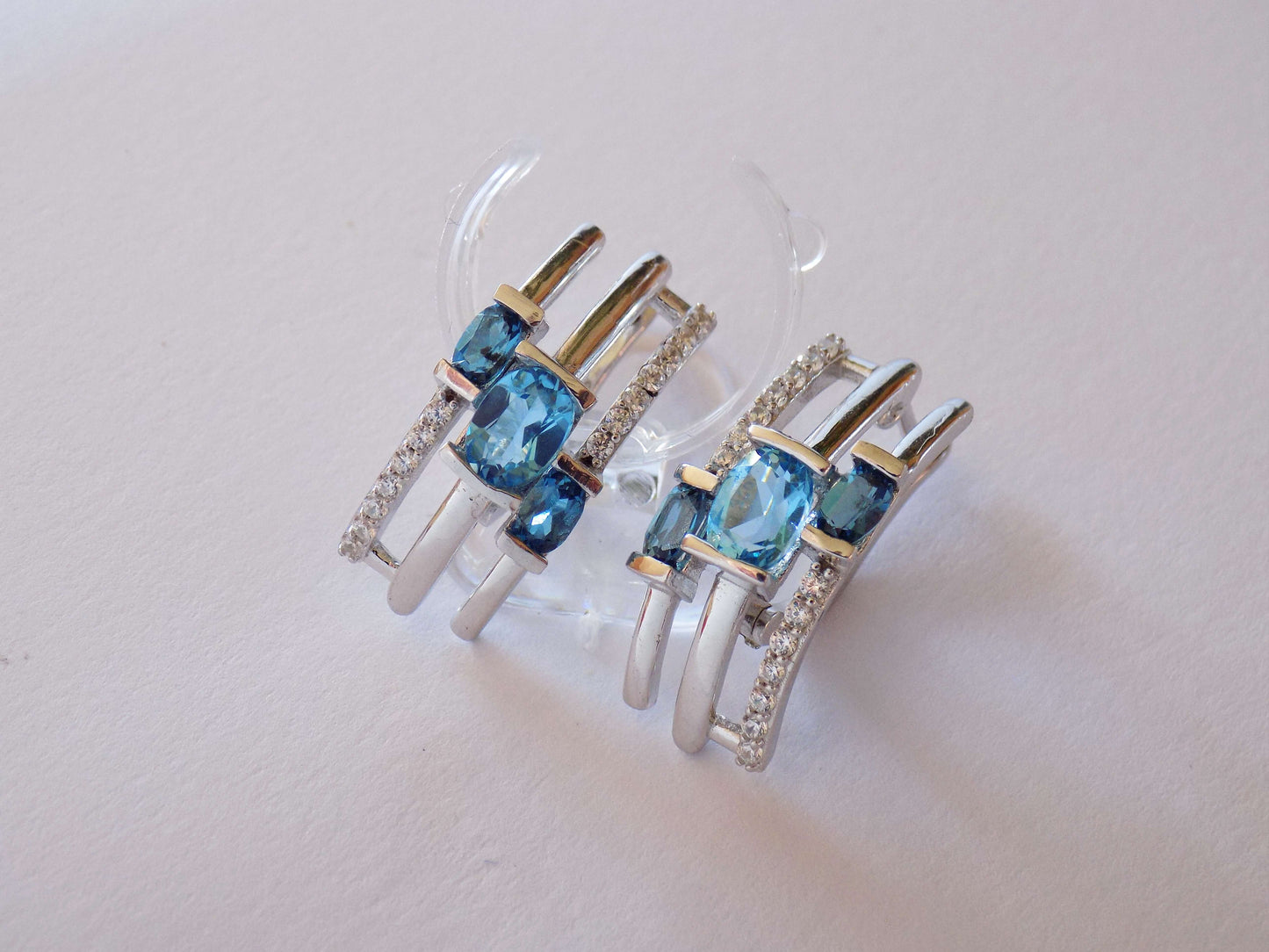 Silver Earrings with London Blue Topazes, Blue Topazes and Zircons - AnArt