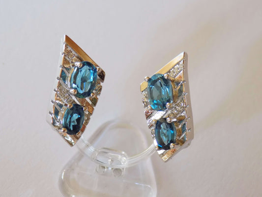 Silver Earrings with London Blue Topazes and Zircons - AnArt