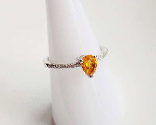 Silver Ring with Citrine and Zircons