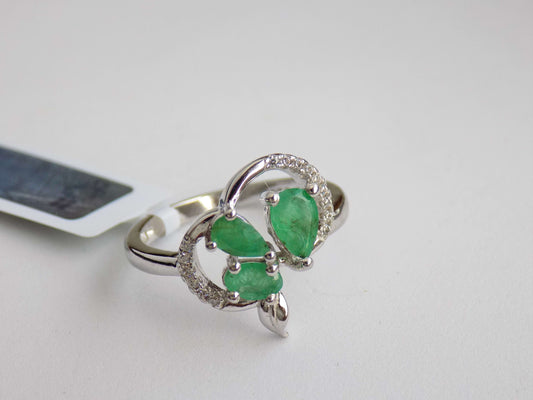 Silver Ring with Emeralds and Zircons - AnArt