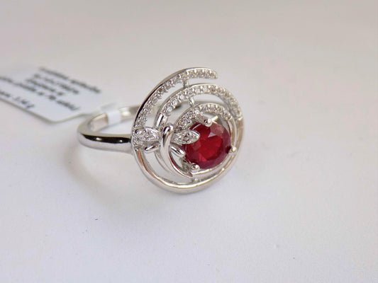 Silver Ring with Ruby and Zircons - AnArt