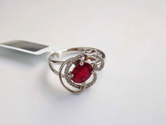 Silver Ring with Ruby and Zircons - AnArt