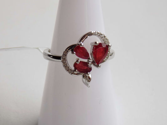 Silver Ring with Rubies and Zircons - AnArt