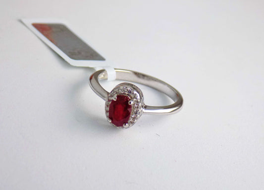 Silver Ring with Ruby and Zircons - AnArt