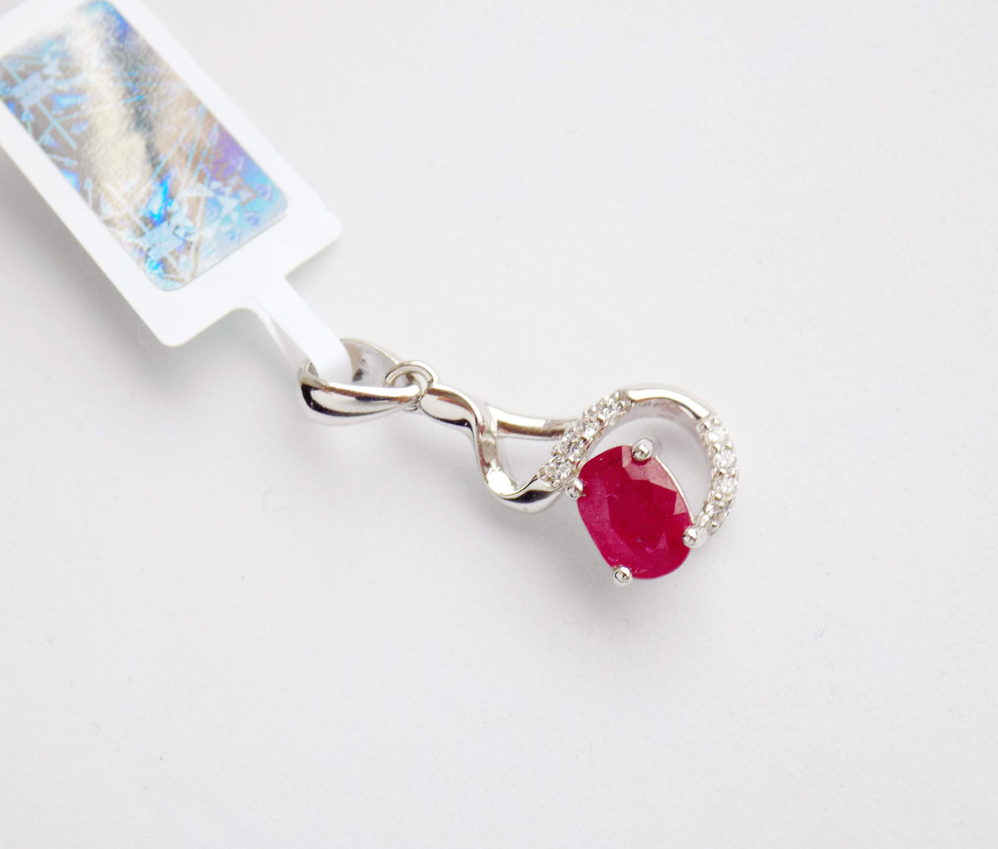 Silver Pendant with Ruby and Zircons