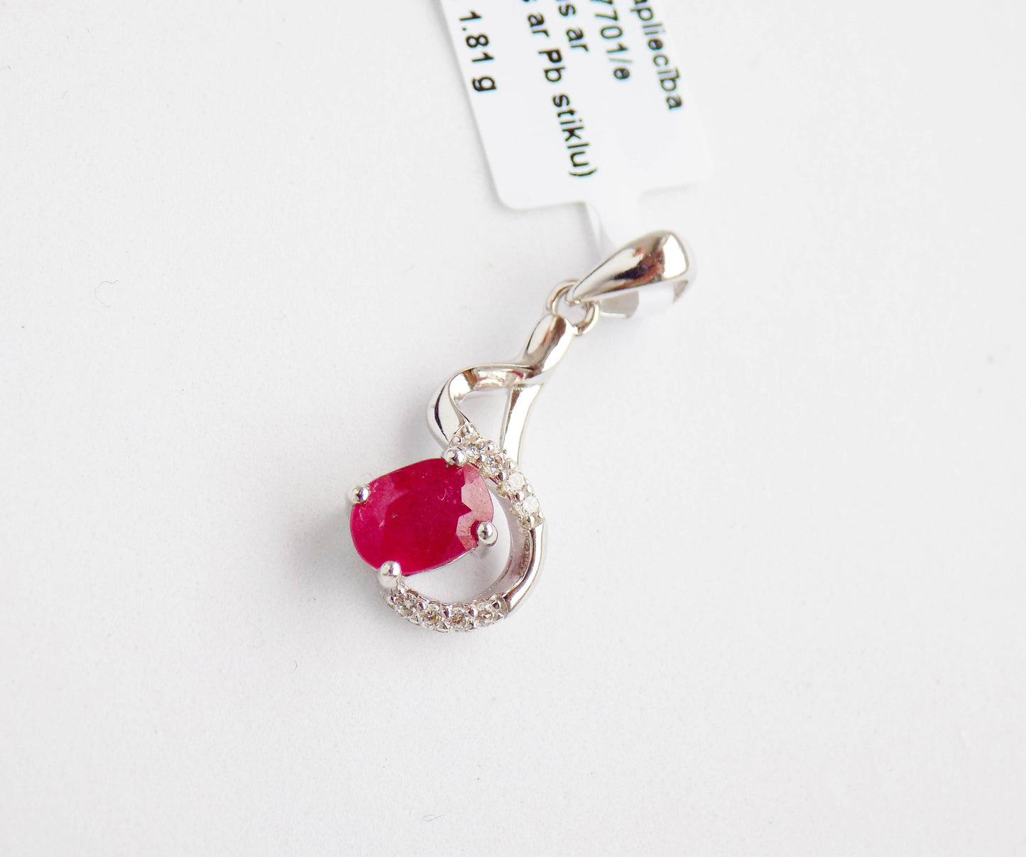 Silver Pendant with Ruby and Zircons