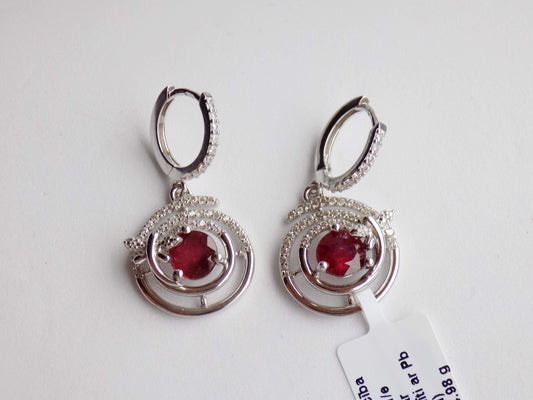 Silver Earrings with Rubies and Zircons - AnArt