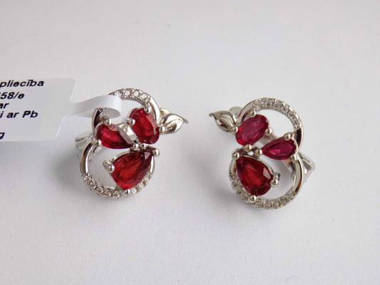 Silver Earrings with Rubies and Zircons - AnArt