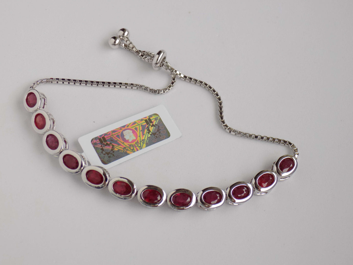 Silver Sliding Bracelet with Rubies - AnArt