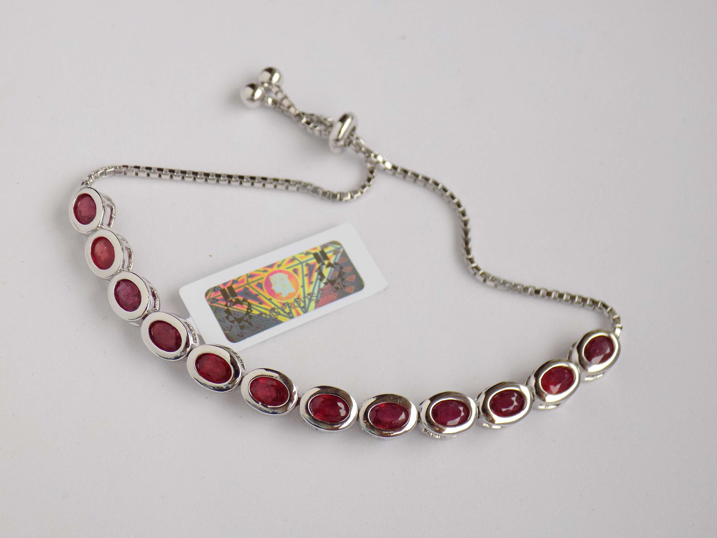 Silver Sliding Bracelet with Rubies - AnArt