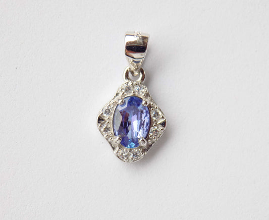 Silver Pendant with Tanzanite and Zircons