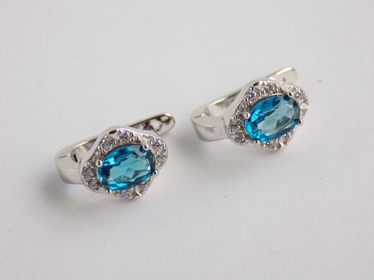 Silver Earrings with London Blue Topazes and Zircons - AnArt