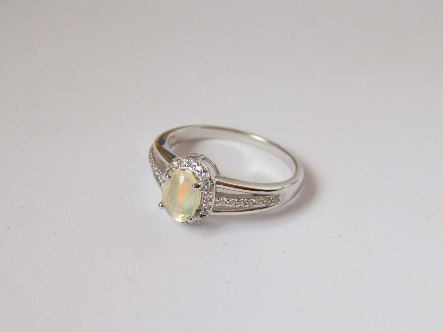 Silver Ring with Ethiopian Opal and Zircons - AnArt