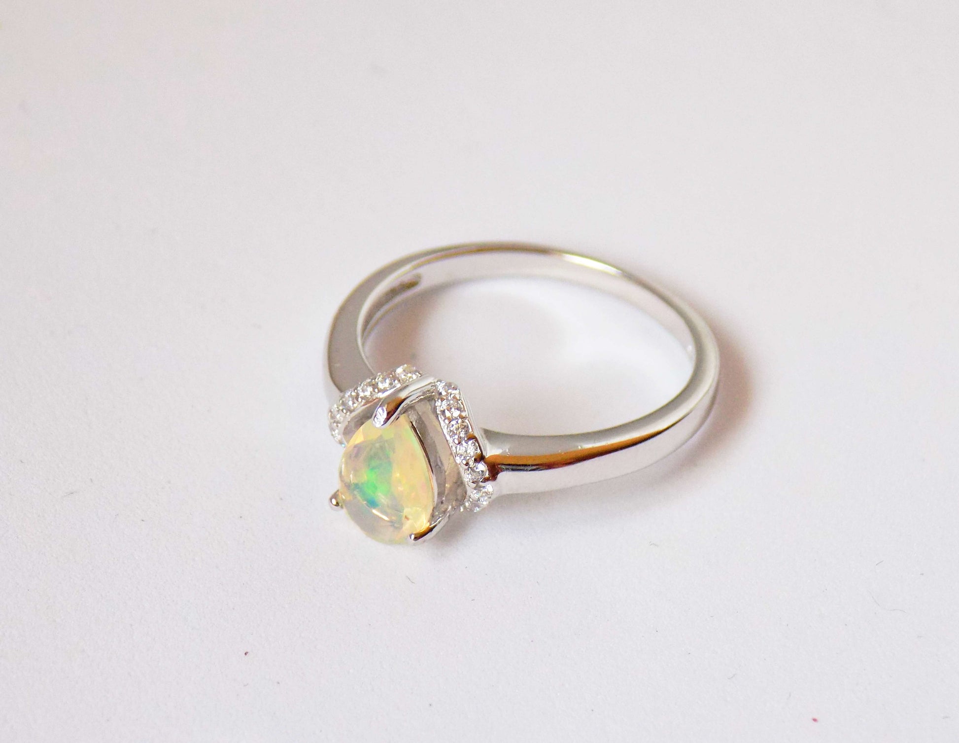 Silver Ring with Ethiopian Opal and Zircons - AnArt