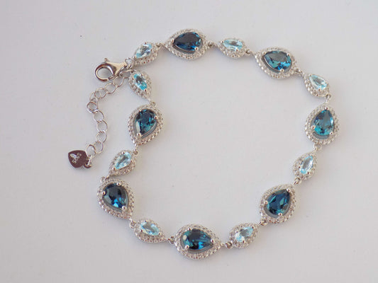 Silver Bracelet with London Topaz, Blue Topaz and Zircons - AnArt