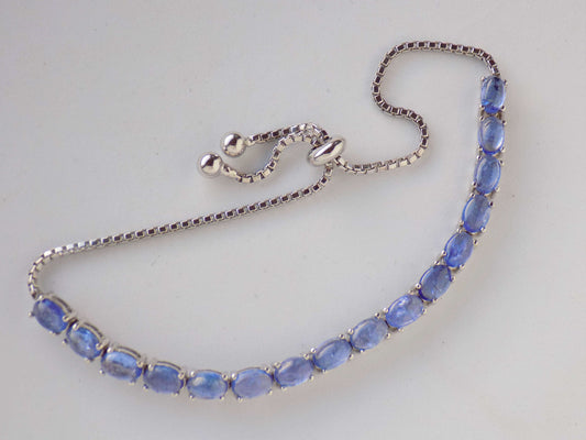 Silver Sliding Bracelet with Tanzanites - AnArt