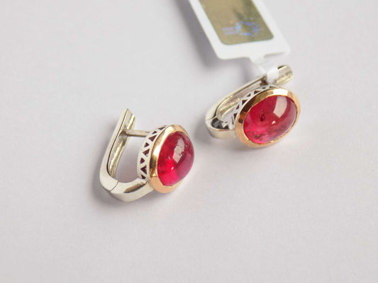 Silver Earrings with Rubies - AnArt