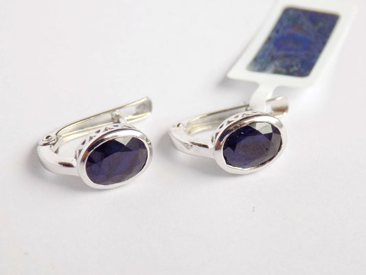 Silver Earrings with Blue Sapphires - AnArt