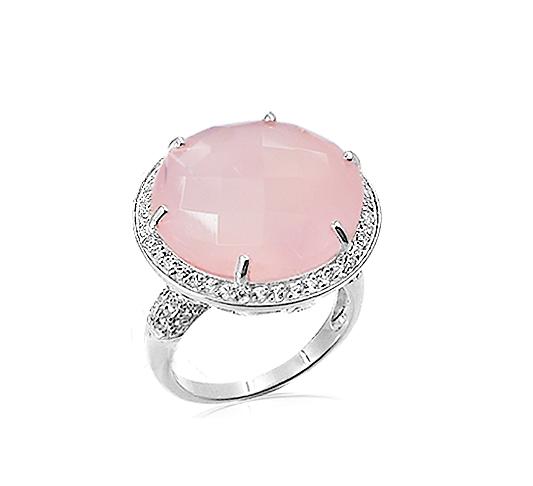Silver Ring with Rose Quartz and White Topazes - AnArt