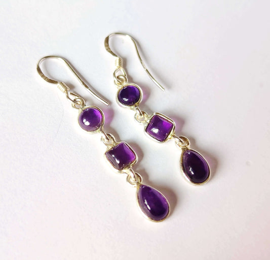 Silver Earrings with Amethysts