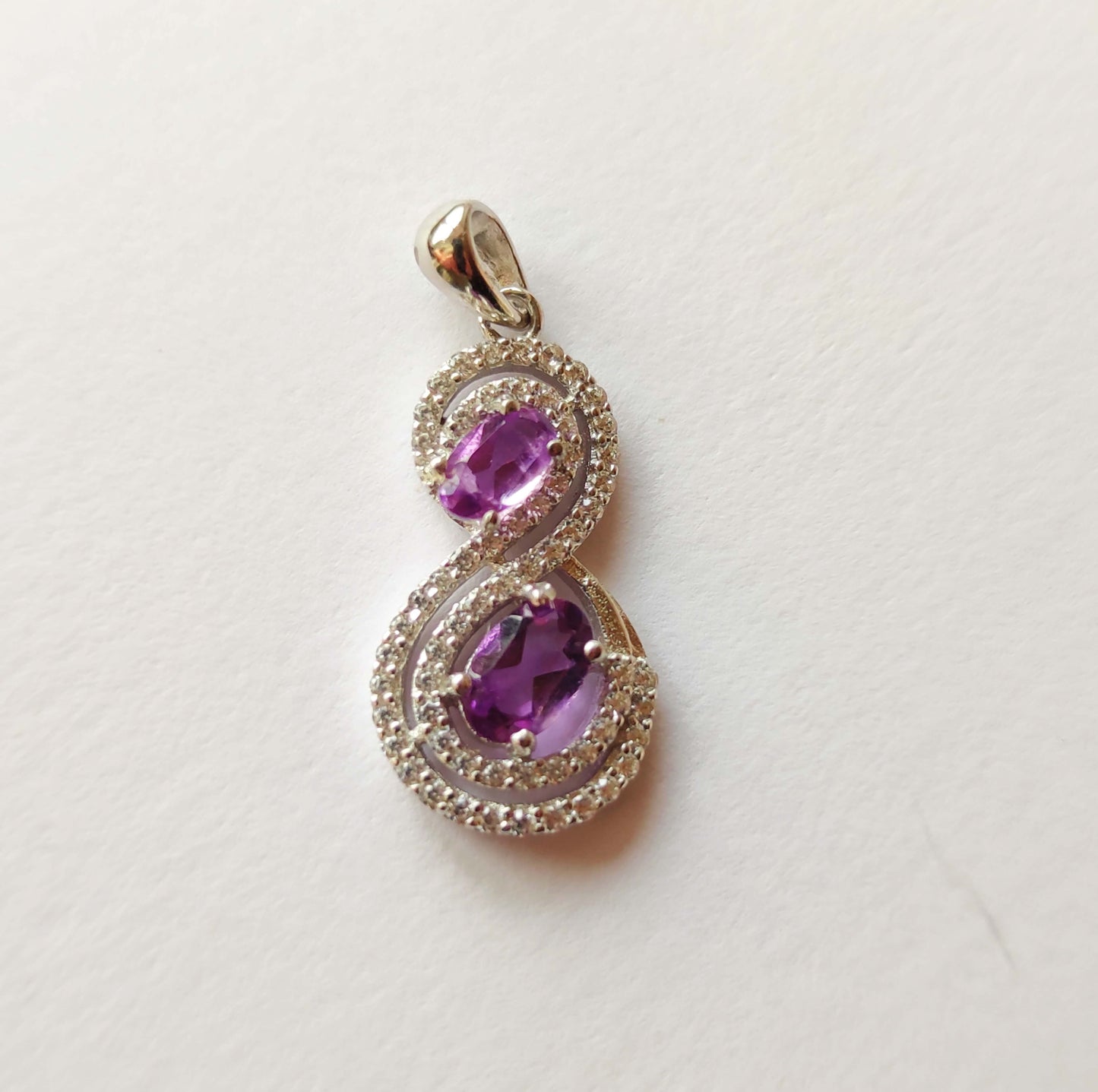 Silver Pendant with Amethysts and Zircons