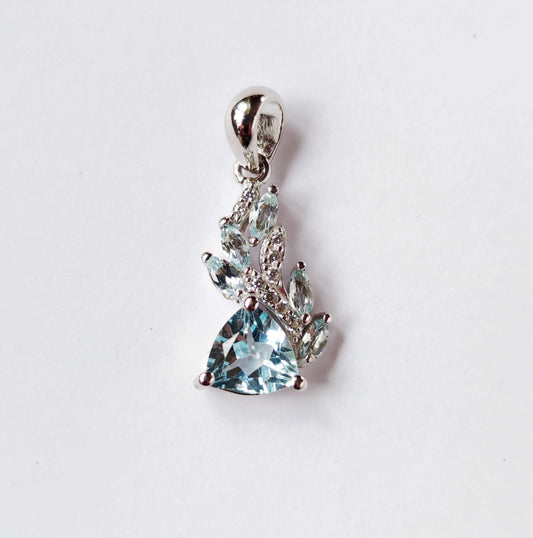 Silver Pendant with Blue Topaz and Zircons