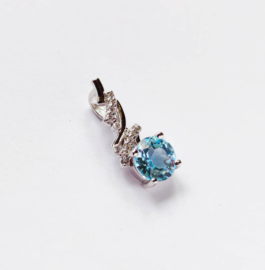 Silver Pendant with Blue Topaz and Zircons