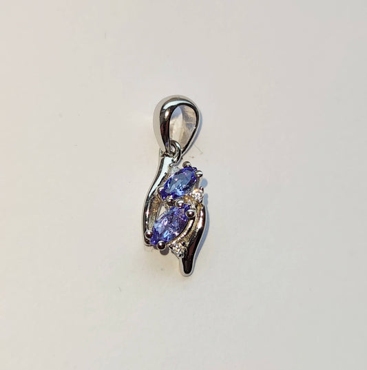 Silver Pendant with Tanzanites and Zircons