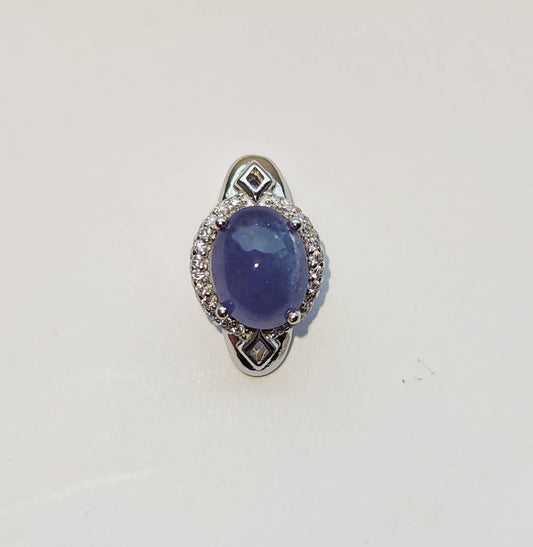 Silver Pendant with Tanzanite and Zircons