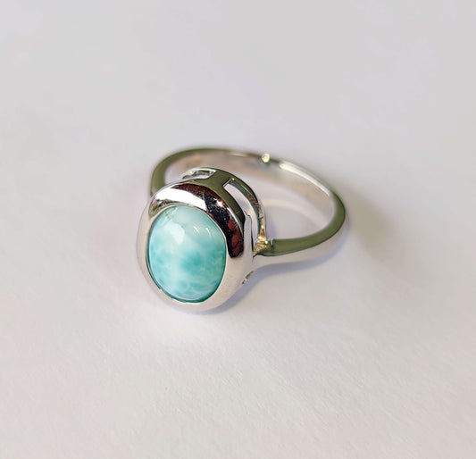 Silver Ring with Larimar