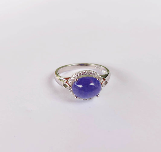 Silver Ring with Tanzanite and Zircons