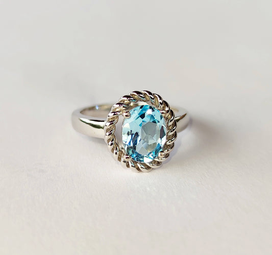 Silver Ring with Blue Topaz